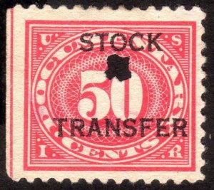 1918, US 50c, Stock Transfer, Used, Sc RD9