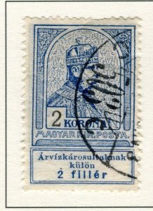 HUNGARY; 1913 Flood Victims Turul issue fine used hinged 2K. value