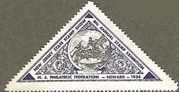 US CINDERELLA: 4th Annual New Jersey State Stamp Show MLH violet sticker (1934)
