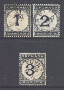 Grenada Scott J1/J3 - SG D1/D3, 1892 Postage Due Set used