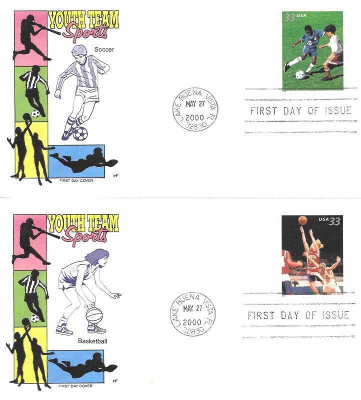 2000 FDC, #3399-3402, 33c Youth Team Sports, House of Farnam (4)