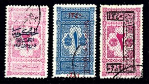 SAUDI ARABIA  EARLY OVERPRINTS USED x3 COLLECTION LOT YOU IDENTIFY AND GRADE #1