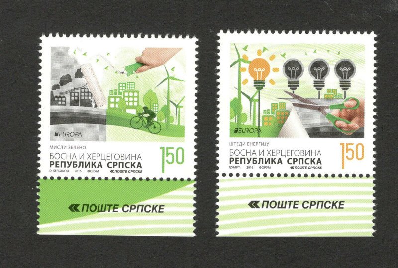 BOSNIA-SERBIA-MNH**  SET-EUROPA CEPT-THINK GREEN 2016.