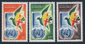 Dahomey 150-151,C16,MNH.Mi 187-189. Admission to the UN,1st Ann.1961.Dove.