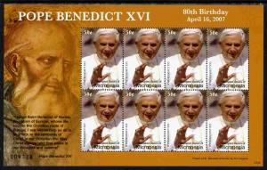 Micronesia 2007 80th Birthday Pope Benedict XVI perf shee...