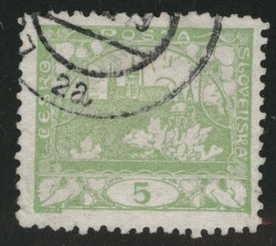 CZECHOSLOVAKIA Scott 13 Used perforated stamp