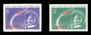 Vietnam - North #160-161 Cat$20, 1961 Gagarin, imperf. set of two, without gu...