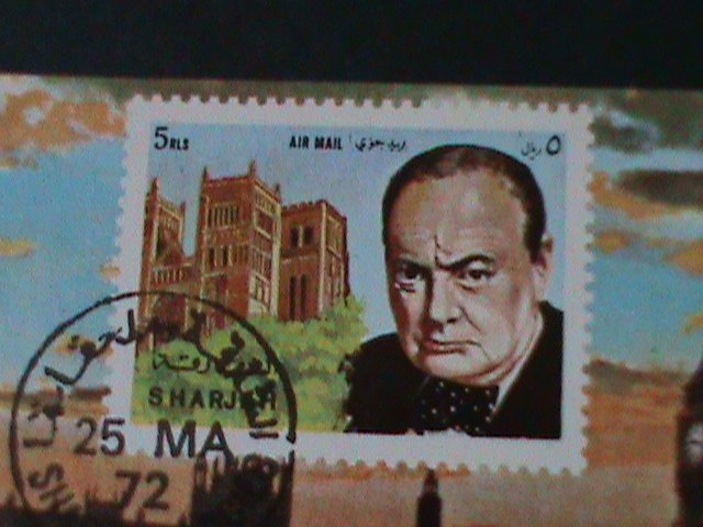 SHARJAH-1972  IMMEMORY OF SIR WINSTON CHURCHILL-CTO IMPERF S/S VF FANCY CANCEL