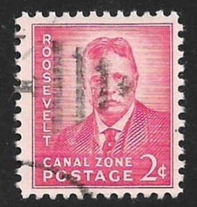 US CANAL ZONE 1946-49 2c THEODORE ROOSEVELT Portrait Issue Sc 138a VFU