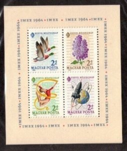 Hungary Sc B242b MNH S/S of 1964 - Birds, Flowers, Gimnastics, Space