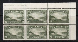 Canada #225 Very Fine Never Hinged Plate Block Of Six