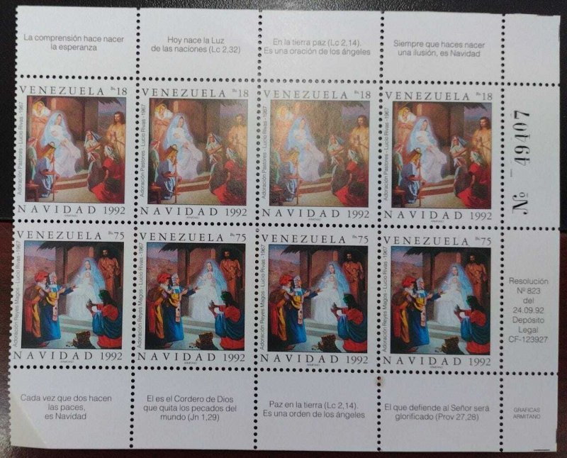 L) 1992 VENEZUELA, CHRISTMAS 1992, VIRGIN MARY, RELIGION, BIRTH, PORTAL DE BELEN 