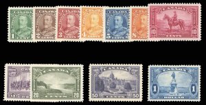 Canada #217-227 Cat$180.30, 1935 1c-$1, complete set, never hinged