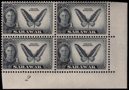 Sarawak  # 180  Mint VF NH lower right imprint block of 4 