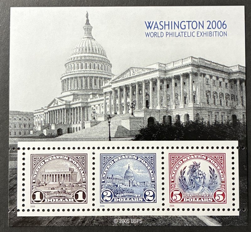 U.S. 2006 #4075 Sheet, 2006 Washington Exhibition, MNH.