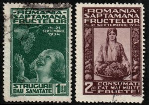 ✔️ ROMANIA 1934 - NATL. FRUIT WEEK & GRAPES -  SC. 440/441  [14.11.2]