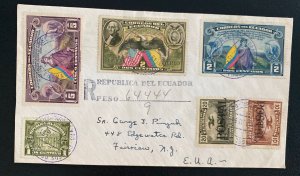 1951 Guayaquil Ecuador Registered cover To Fairview NJ Usa