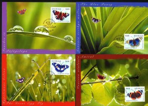 Sweden 1999 Maxi maximum cards Butterflies. Joint w Singapore Engraver Slania.