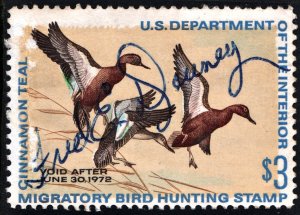 RW38 $3.00 Three Cinnamon Teal Duck Stamp (1971) Signed