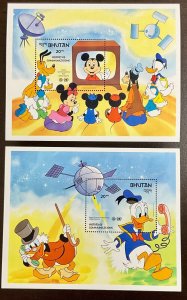 Bhutan 2 Disney History of Communications Souvenir Sheets 5 x 4 inches 1984