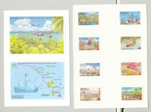 Dominica #1029-1038 Columbus Ships Maps 8v & 2v S/S Imperf Chromalin Proofs