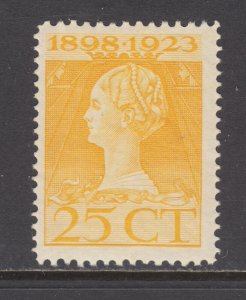 Netherlands Sc 129 MNH. 1923 25c yellow Queen, fresh clean gum, bright color, VF