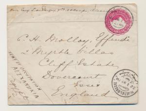 EGYPT TO UK 1897 ARMY OF OCCUPATION 5m ENVELOPE, MINET-EL-BASSAL OAS COVER