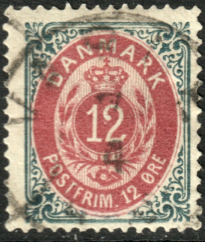 Denmark #29  Used - 12ore Numeral and Crown (1875)