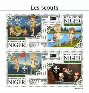 Niger - 2021 Boy Scouts and Girl Scouts - 4 Stamp Sheet - NIG210332a