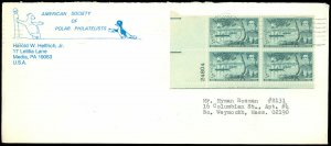 1987 AMERICAN SOCIETY OF POLAR PHILATELISTS Corner Card, SC #1021 Plate Block!