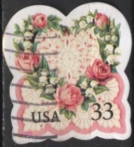 US 3274 (used) 33¢ love: Victorian greeting card (1999)