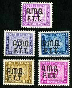 Triest A Stamps # J9,10,12,13,15 MLH VF 5 Scarce values Scott Value $600.00