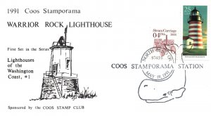 SPECIAL PICTORIAL POSTMARK AND CACHET COOS STAMPORAMA WARRIOR ROCK LIGHTHOUSE #1