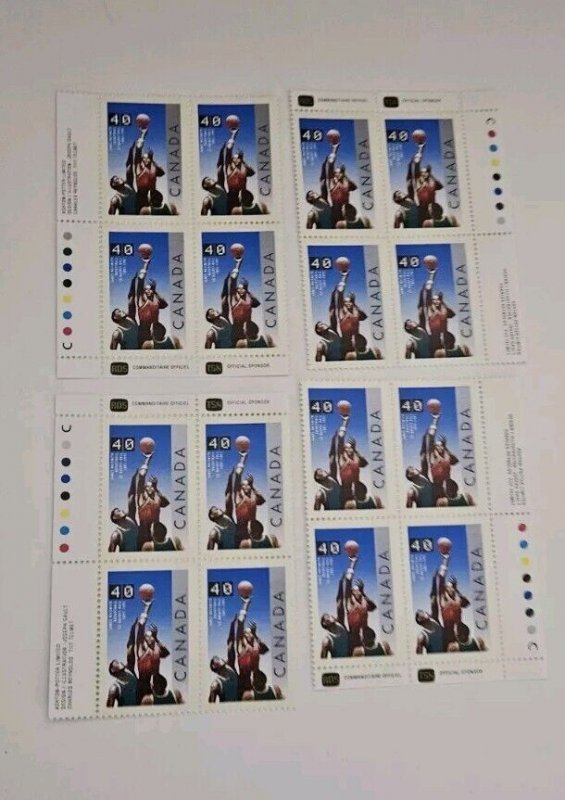 Canada 1991 Basketball #1343 Set Of Plate Blocks MNH