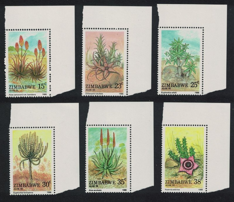 Zimbabwe Aloes 6v Top Right Corners 1988 MNH SG#734-739