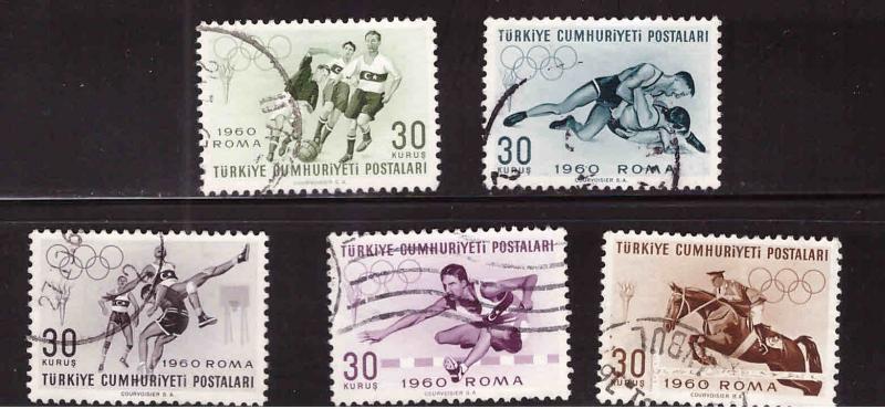 TURKEY Scott 1488-1492 Used Olympic stamp set