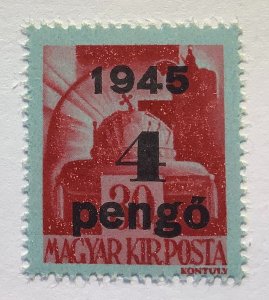 Hungary 1945 Scott 669 MH - 1p on 30f, Crown of St. Stephen