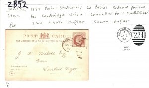 GB Wales Stationery Card *COWBRIDGE UNION* *224* 4VOD Duplex Glamorgan 1878 ZB52 