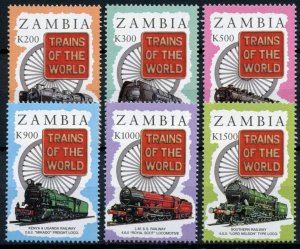 Trains Railways Stamps Zambia 1997 MNH Trains of World Locomotives 6v Set