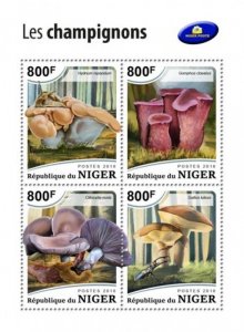 Niger - 2018 Mushrooms on Stamps - 4 Stamp Sheet - NIG18516a
