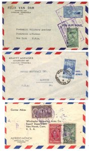 VENEZUELA 1940-50s COLLECTION OF 10 COMMERCIAL COVER SOME CENSORED NEAT FRANKING