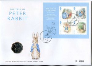 ROYAL MINT 2016 THE TALE OF PETER RABBIT 50p COIN/ FIRST DAY COVER