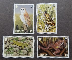 Jersey WWF 1989 Reptiles Owl Bird Butterfly Insect Lizard Frog Fauna (stamp) MH