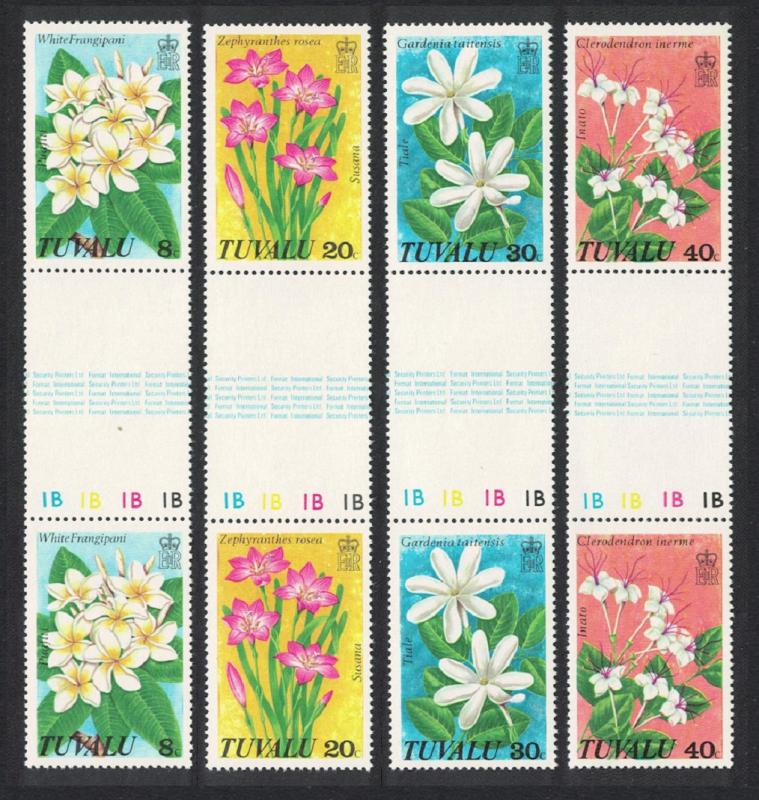 Tuvalu Wild Flowers 4v Vert Gutter Pair 1978 MNH SG#101-104