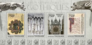Togo - Gothic Art & Architecture - 4 Stamp Sheet - 20H-507