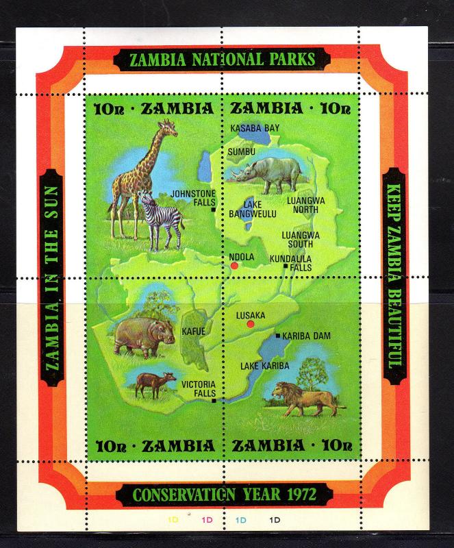 ZAMBIA #85  1972  CONSERVATION YEAR  MINT  VF NH  O.G  S/S