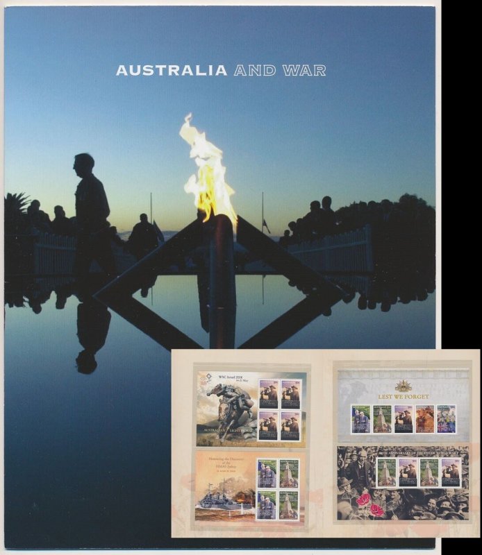 Australia & War 2008 Lest We Forget WWI HMAS post office stamp pack folder MUH**