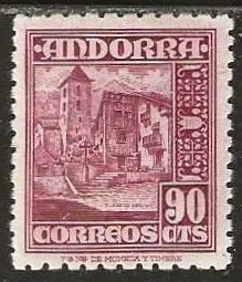 Spanish Andorra 45, mint, hinged.  thin. 1948.  (A967d)