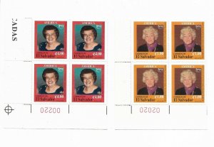 EL SALVADOR 1998 FAMOUS WOMEN, WRITER, MUSICIAN, SET IN BLOCK OF FOUR CORNER MNH