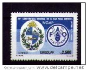 URUGUAY STAMP MNH cattle cow horse shield FAO